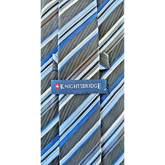 Men's Necktie Knightsbridge Silk L58" W3.75" black blue - Picture 1 of 3